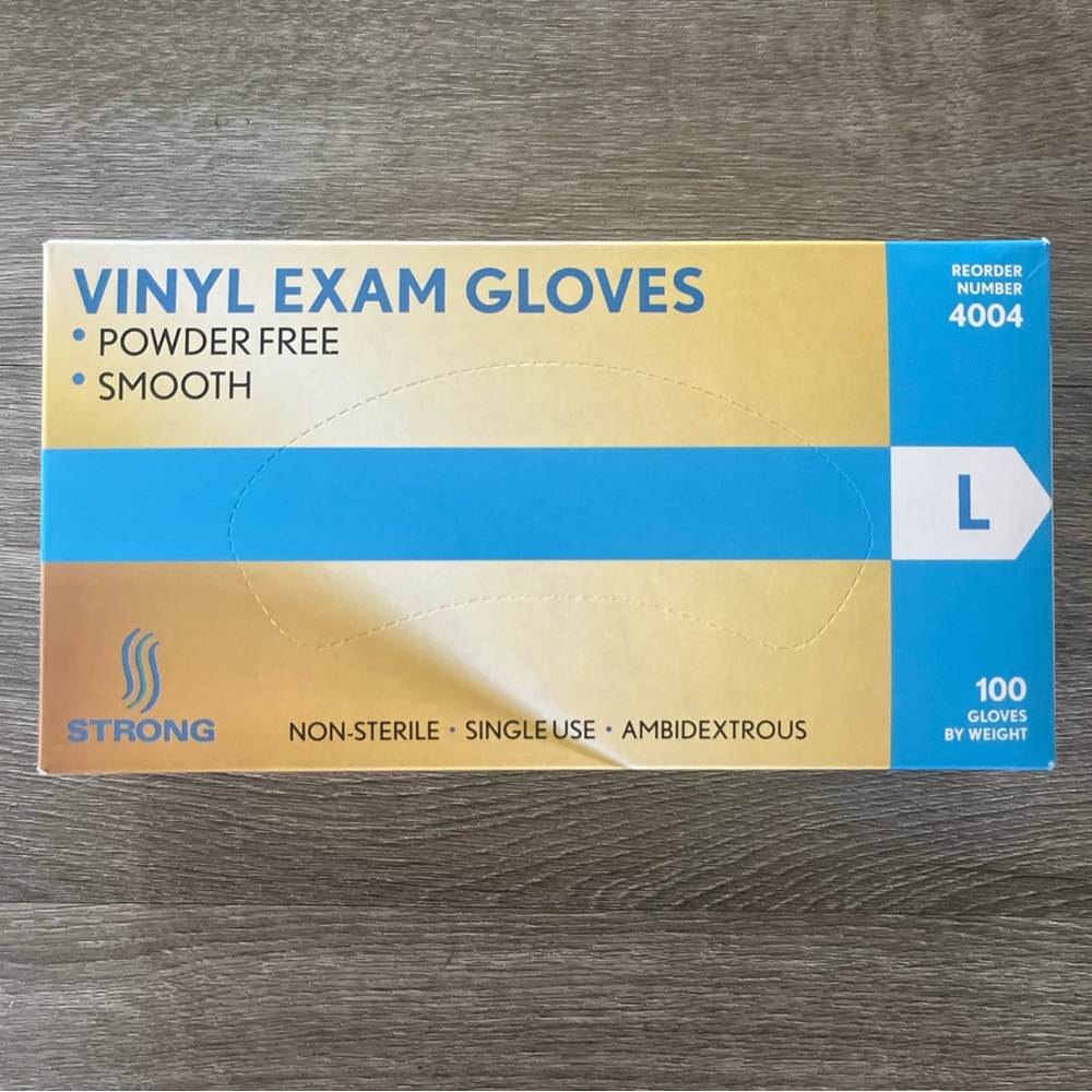 Strong Vinyl Exam Gloves Powder Free Latex Free 100 Ct. Size Large